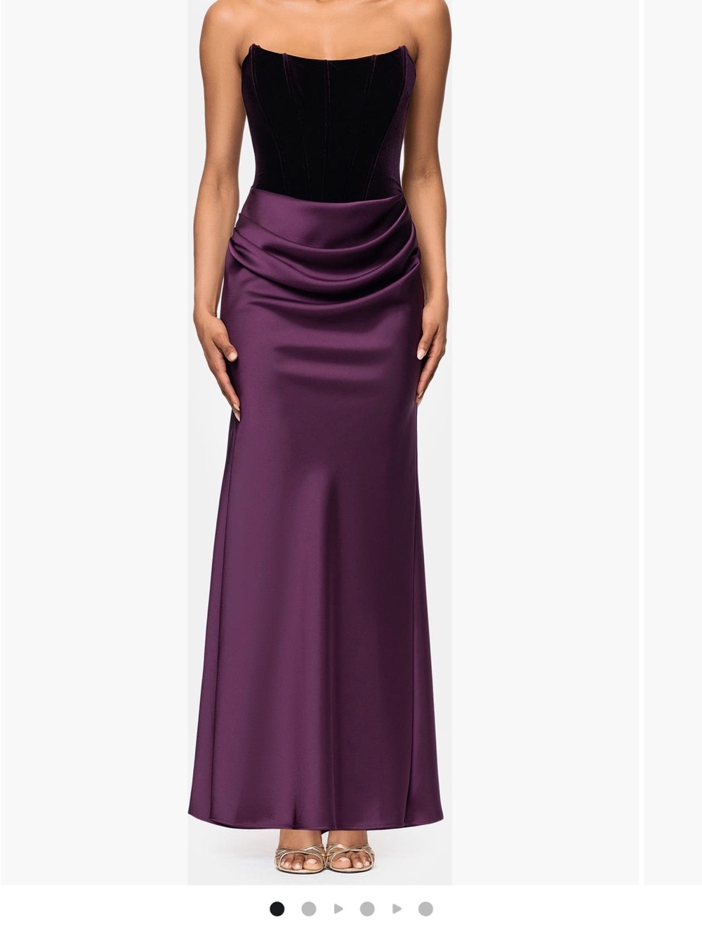 Betsy & Adam Strapless Velvet Satin Gown Plum Size 8 NWT